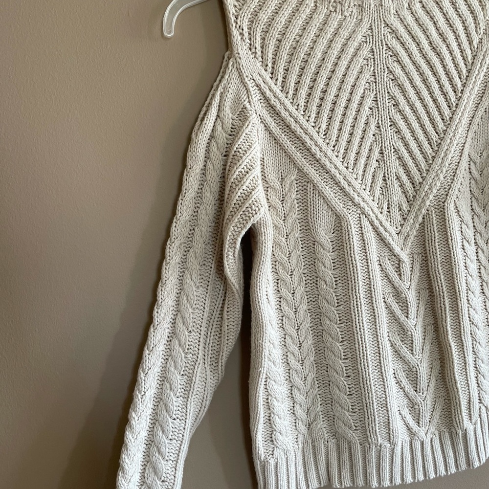 Miami Open Shoulder Cream Cable Knit Sweater. Size S - Picture 3 of 9